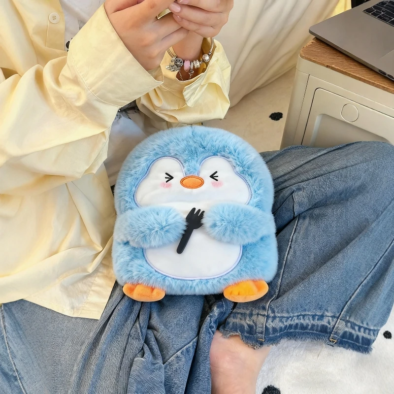 

350 мл Пингвин Бутылка с горячей водой Бутылка с горячей водой для девочек Маленькая водонаполненная компрессионная сумка для живота Симпатичная плюшевая грелка для рук Утолщенная