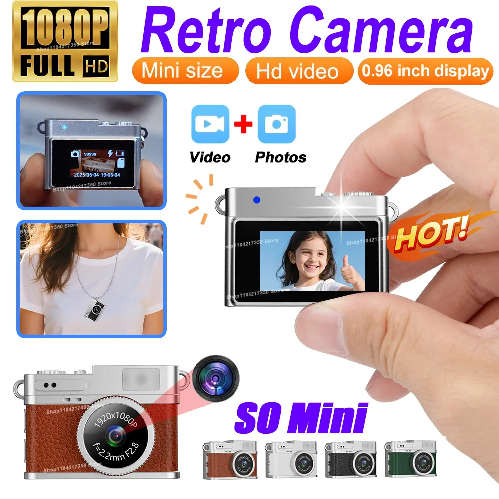 

S150 Mini Camera 0.96Inch 1080P HD with Flash Lamp Sports Student Camera Campus Portable Small Photo Camera Retro Very Small Cam