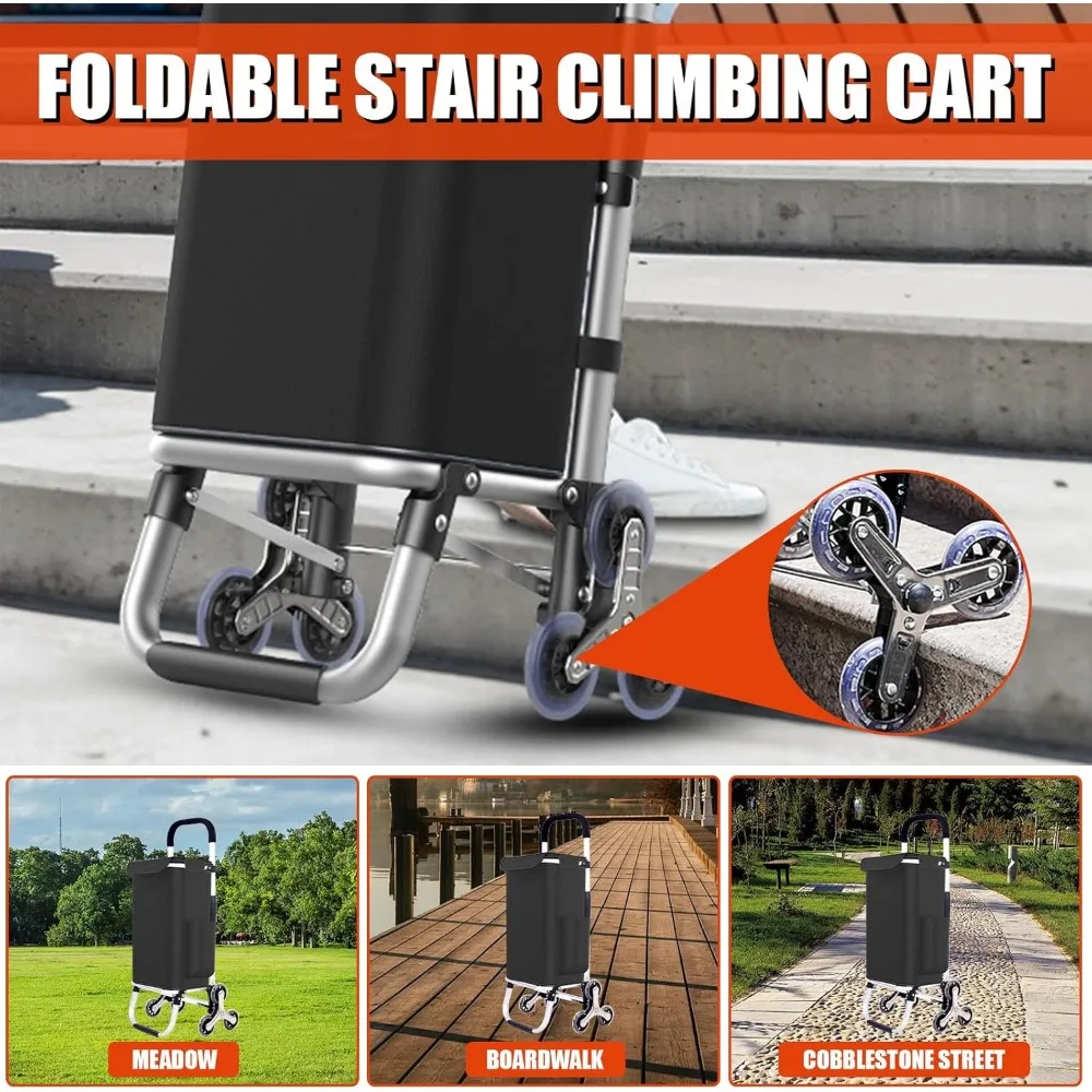 عربة تسوق 2 في 1 قابلة للطي مع 6 عجلات، سعة 110 رطل، حقيبة مقاومة للماء للبقالة والتخييم #2