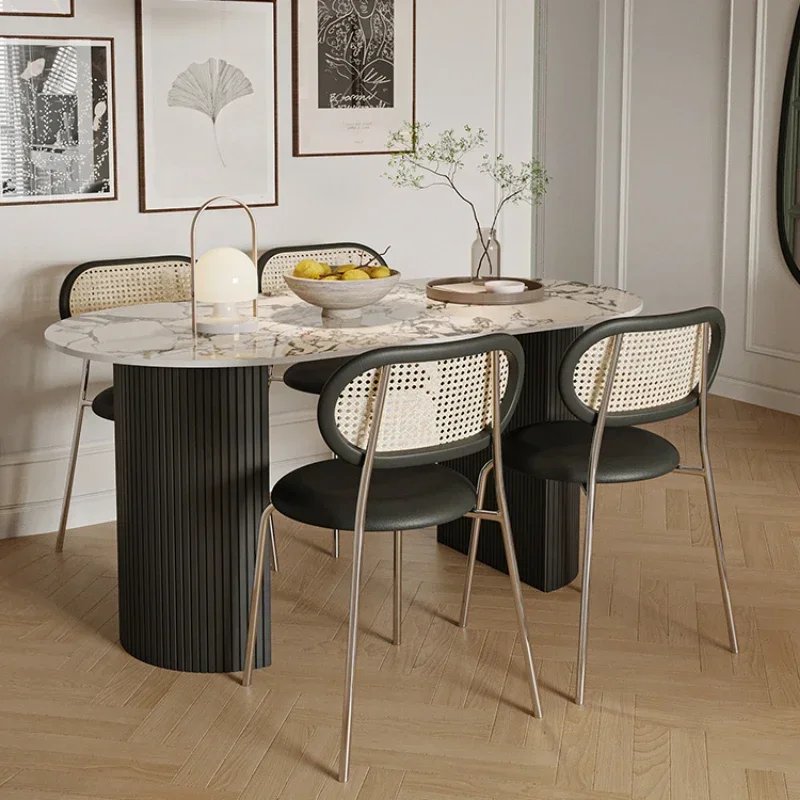 

Nordic Modern Coffee Dinning Tables Restaurant Set Kitchen Oval Dinning Tables Set Chairs Mesa Plegable Home Furniture