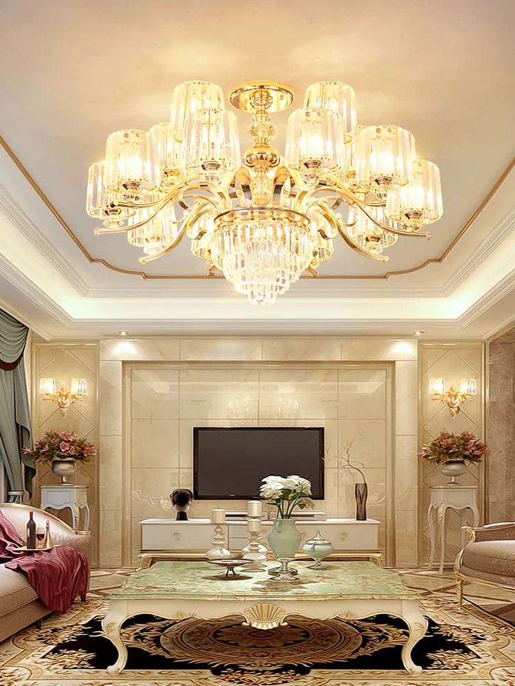 

European Style Chandelier Living Room Light Modern Minimalist Bedroom Light Simple Elegant Dining Room Light Crystal Chandelier