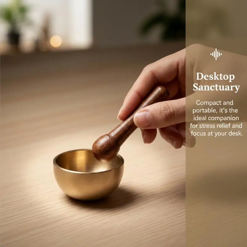 Small Size Brass Chant Bowl Mini Sound Bowl for Meditation Therapy Home Yoga Studio Sound Healing