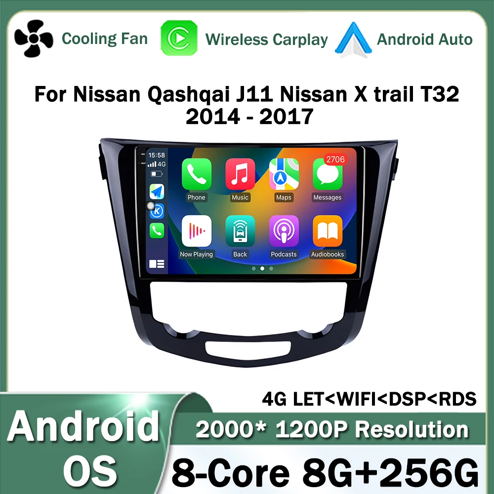 

10.1 inch Android OS for Nissan Qashqai J11 Nissan Xtrail T32 2014 - 2017 Car Multimedia Player GPS CarPlay GPS Navi WiFi 4G BT
