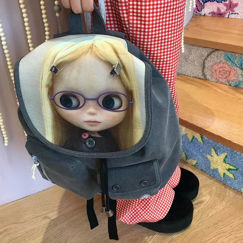 Coyseio X Blythe Collaborative Cartoon Doll Digital Print Backpack Casual Women's Bag Soft Fabric Retro Trendy Laptop Bag