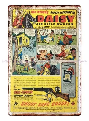 1947 Daisy Air Rifle RED RYDER COWBOY CARBINE tin sign cheap reproductions