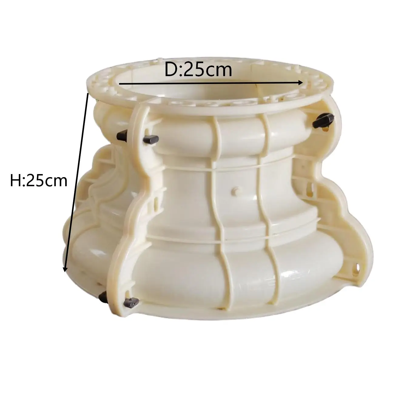 Reusable Plastic Roman Pillar Base Mould D25cm H25cm Concrete Column Foot Mold for Outdoor Villa Building Decoration Cement Cast
