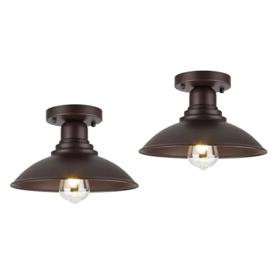 

0.5" Mount Light -, Rust-Proof Metal Ceiling Fixture Set, Vintage Farmhouse Lighting for Garage, Porch and Mudroom, Damp Rated