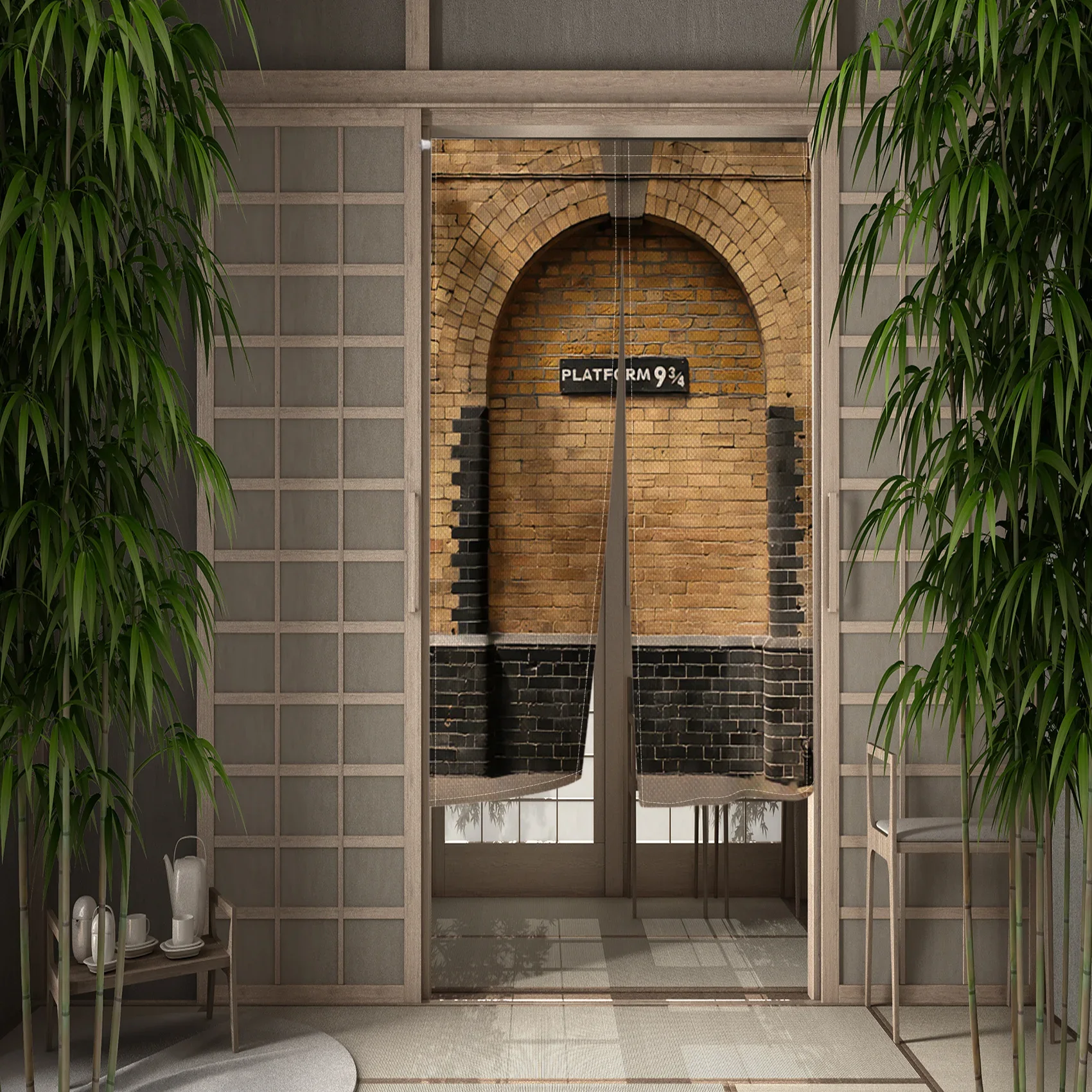 Brick Wall 9 3/4 Pattern Door Curtain Kitchen Bedroom Bathroom Corridor Partition Japanese Noren Entrance Half Curtain Decor