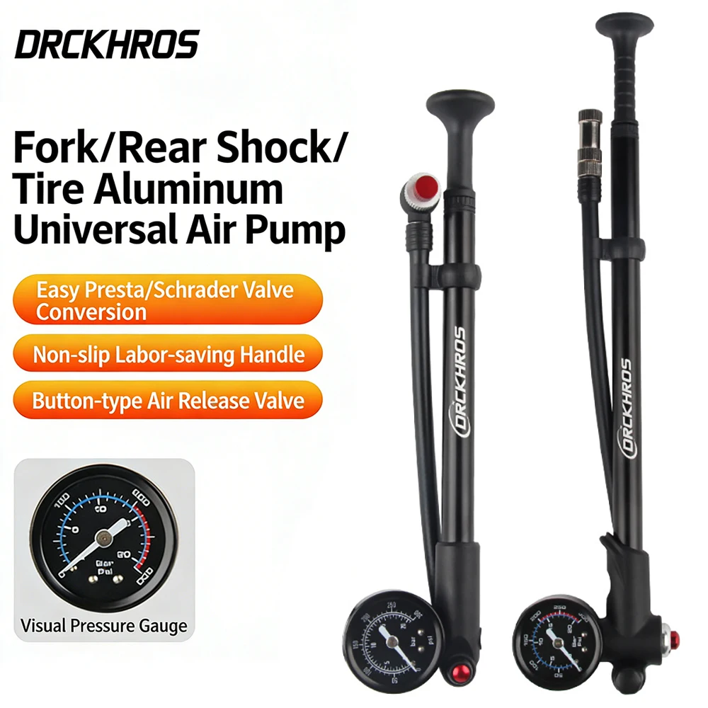 Bomba de bicicleta DRCKHROS, bomba de alta presión de 300PSI para horquilla delantera de bicicleta, inflador portátil con válvula Schrader, accesorio para bicicleta