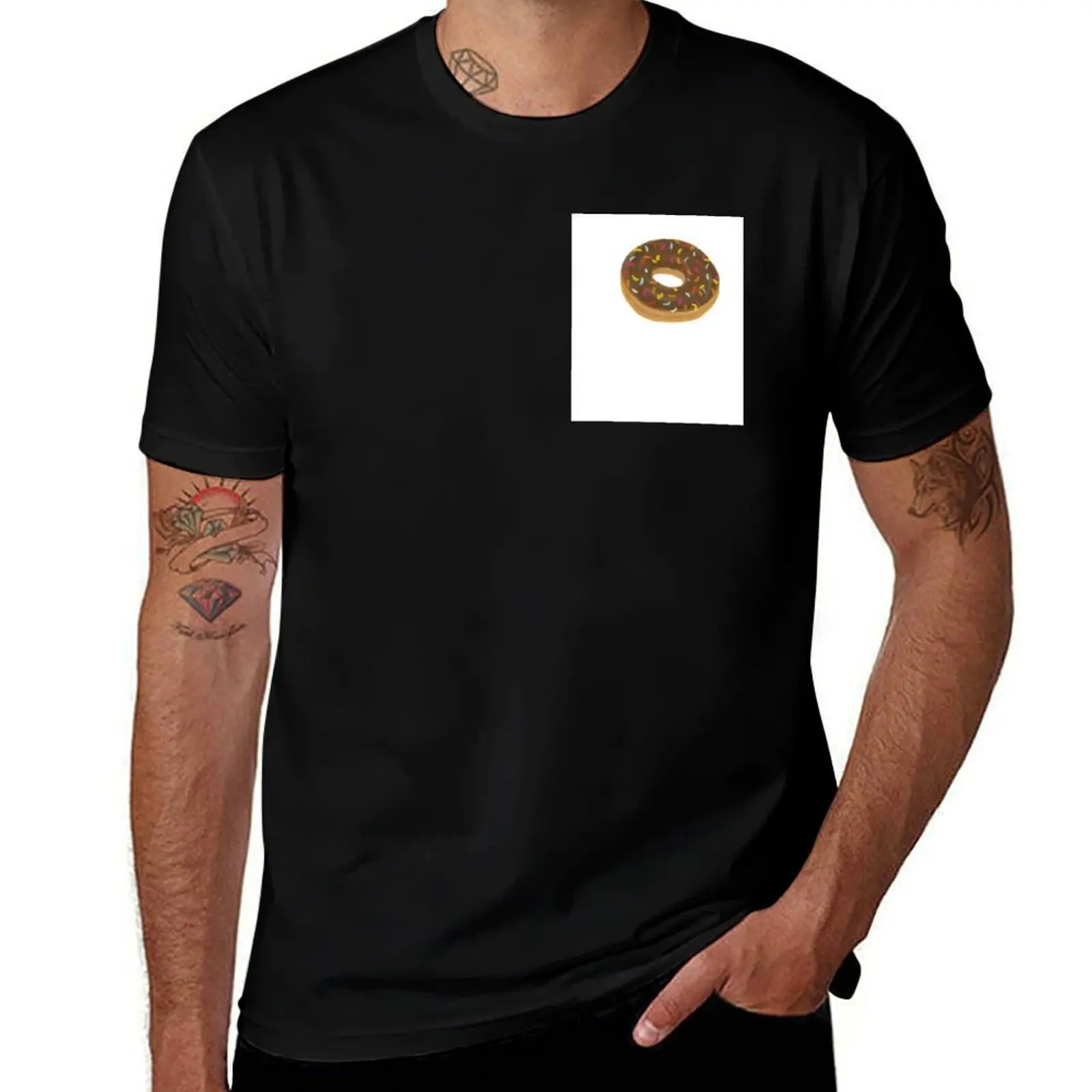 Camiseta de donut glaseado de chocolate con chispas de arcoíris, cosas baratas, camiseta gráfica de gran tamaño, camiseta de compresión para hombres