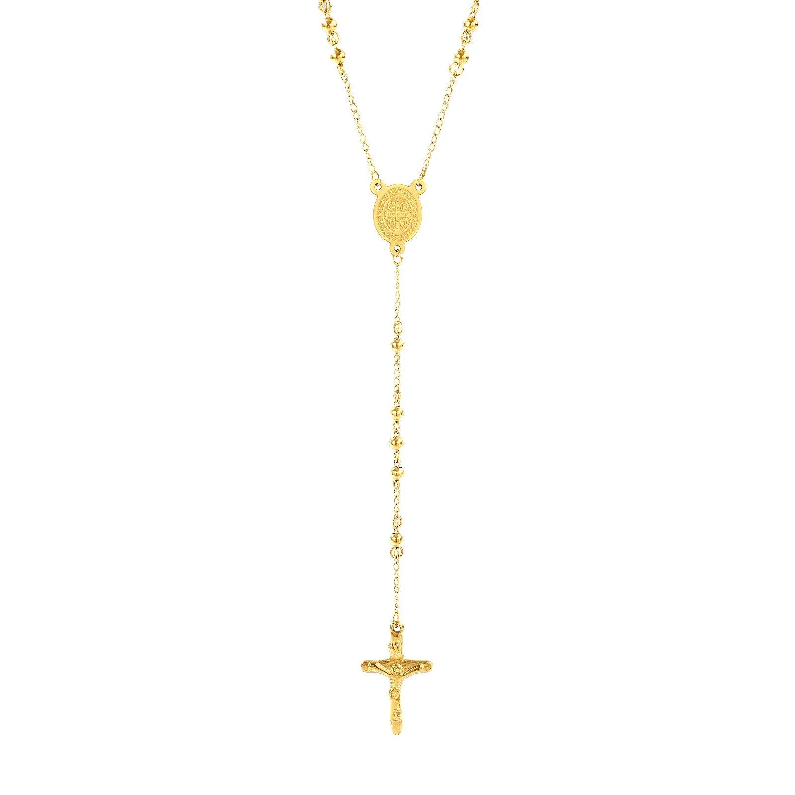 1pc Religiöse Edelstahl Halskette Mehrfarbige Perlen Kette Kreuz Gebetskette Rosenkranz Halskette Frauen Schmuck 53-66cm lang – Detail 8
