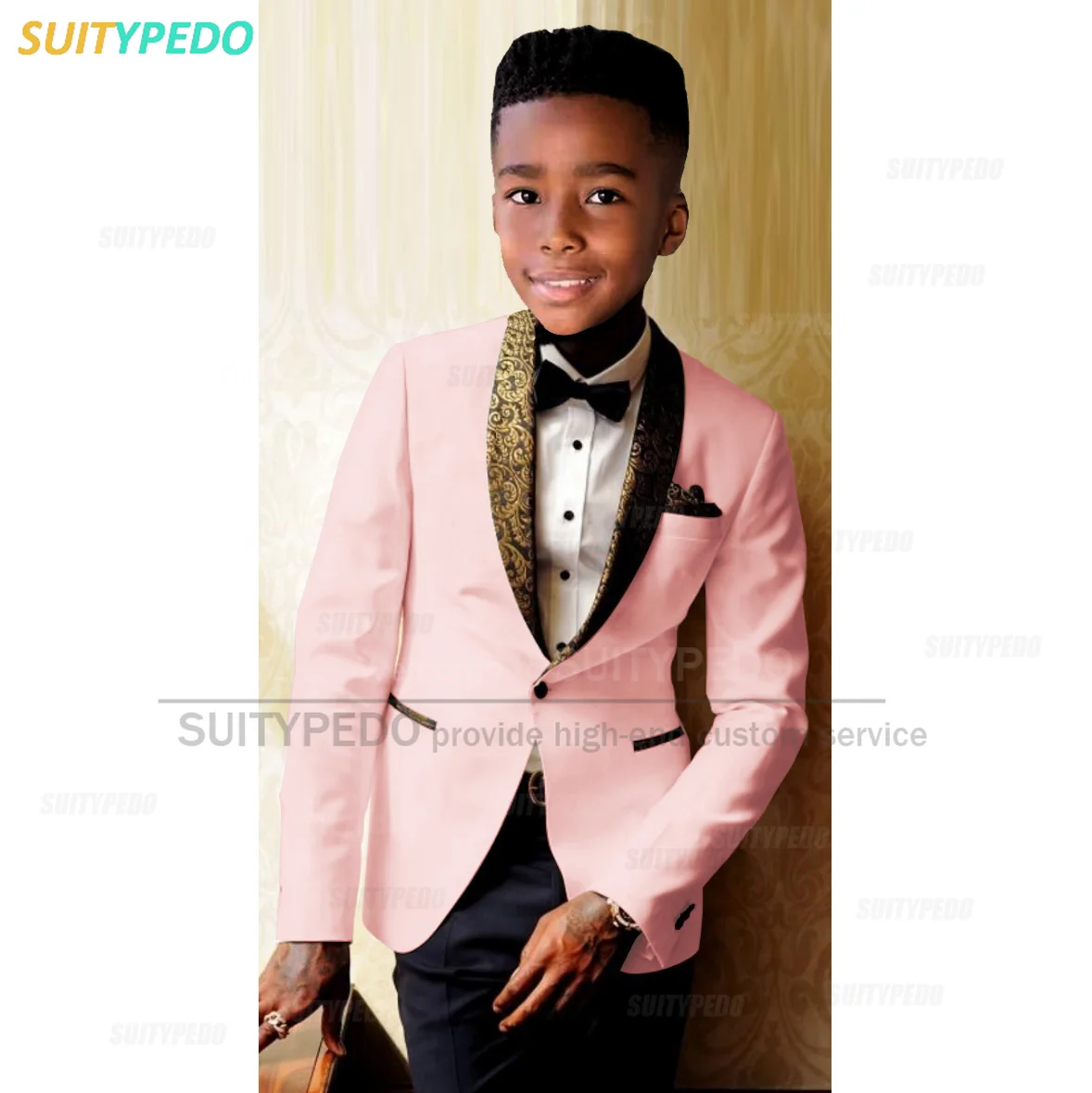 

Formal Kid Boy's Suit Graduation Ceremony Host Blazer Pants Outfit Piano Performance Custome Suitable Children Elegant Attire