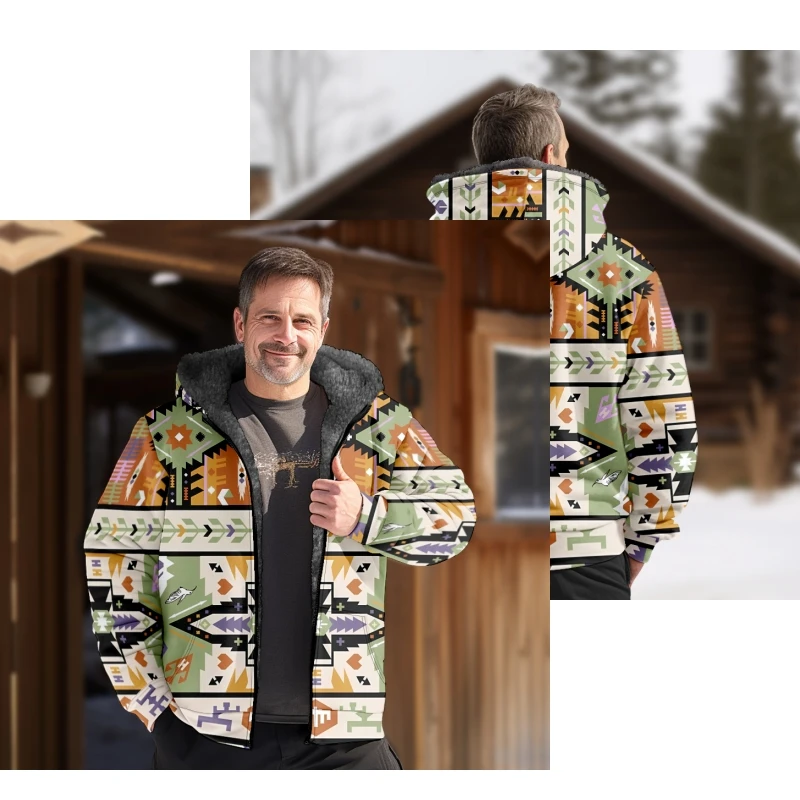 Neuer totem italienischer Baumwoll mantel Kapuzen pullover Casual Print Langarm Reiß verschluss Pullover dicker Baumwoll mantel Herbst und Winter a23