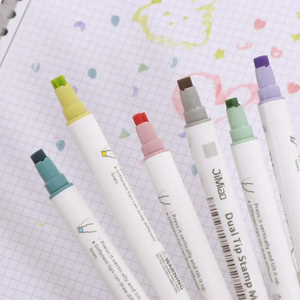 Stars Moon Children's Seal Watercolor Pen Heart Graffiti Double Headed Seal Pen Handmade DIY Fluorescent Marker