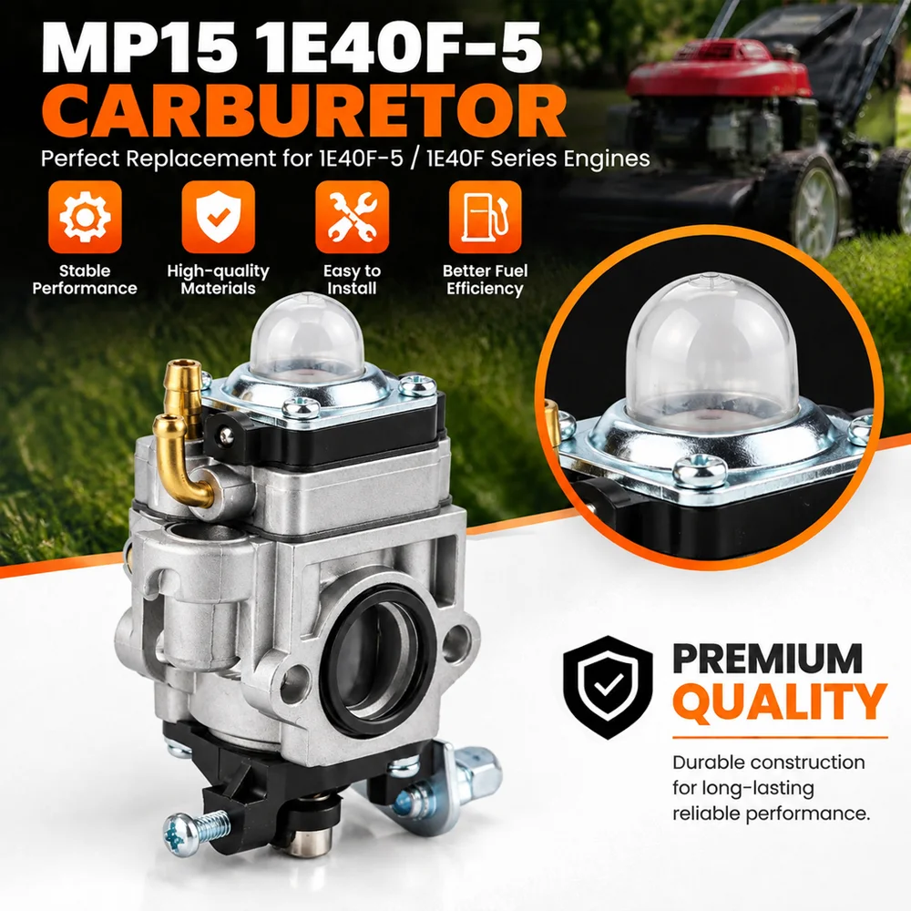 Brushcutter Carburetor 15mm For 40-5 44-5 40F-5 BC430 CG520 MP15 49CC 52CC PR46BT Eskimo T272X EB802RT Trimmer Weed Eater Parts