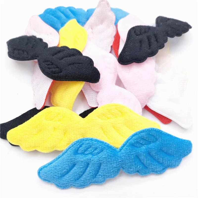 60Pcs Felt Angel Wing Padded Applique For DIY Baby Hair Clip Hat Headwear Crafts Patches Decor Ornament Clothing Accessories