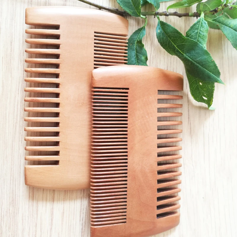 Hot Sale Wooden Comb Natural Peach Wood Super Narrow Tooth Wood Combs No Static Lice Beard Scraping Comb Hair Styling Tool ﻿