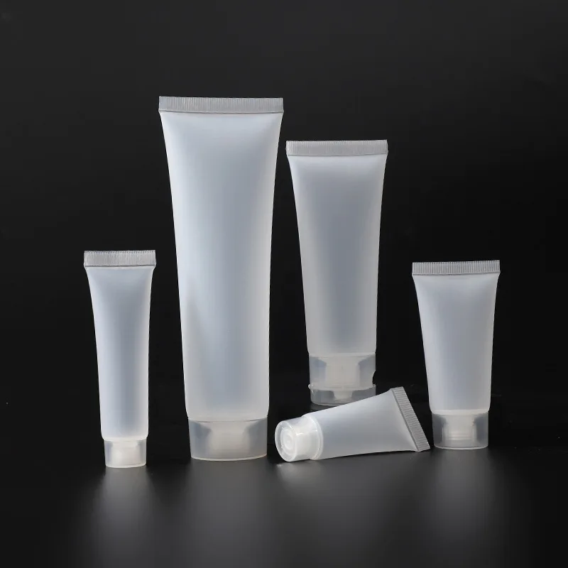 50pcs/lot 5ml 10ml 15ml 20ml 30ml 50ml 100ml Clear Plastic Soft Tubes Empty Cosmetic Cream Emulsion Lotion Packaging Containers