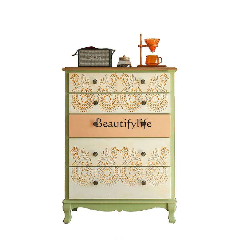 

FG40American-Style Solid Wood Living Room Wall Storage Nordic Locker Bedroom Simple Sideboard Cabinet