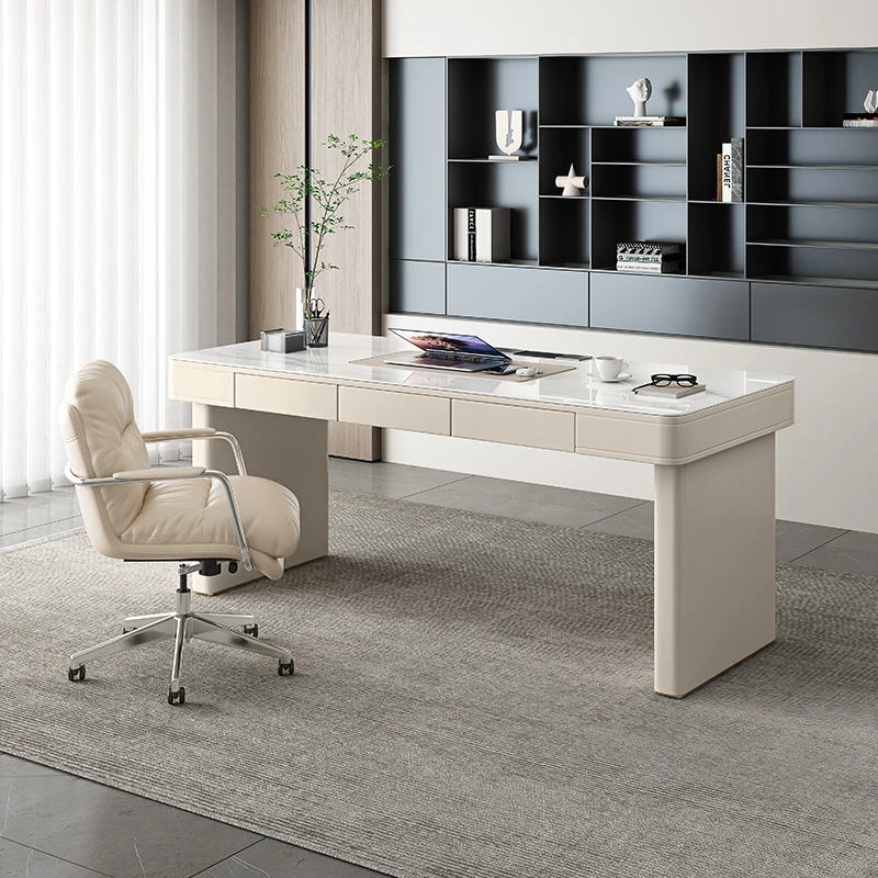 Designer Luxury Modern Office Desk Storage Drawers Asthetic Executive Home Computer Desks Standing Writing Biurko Furniture
