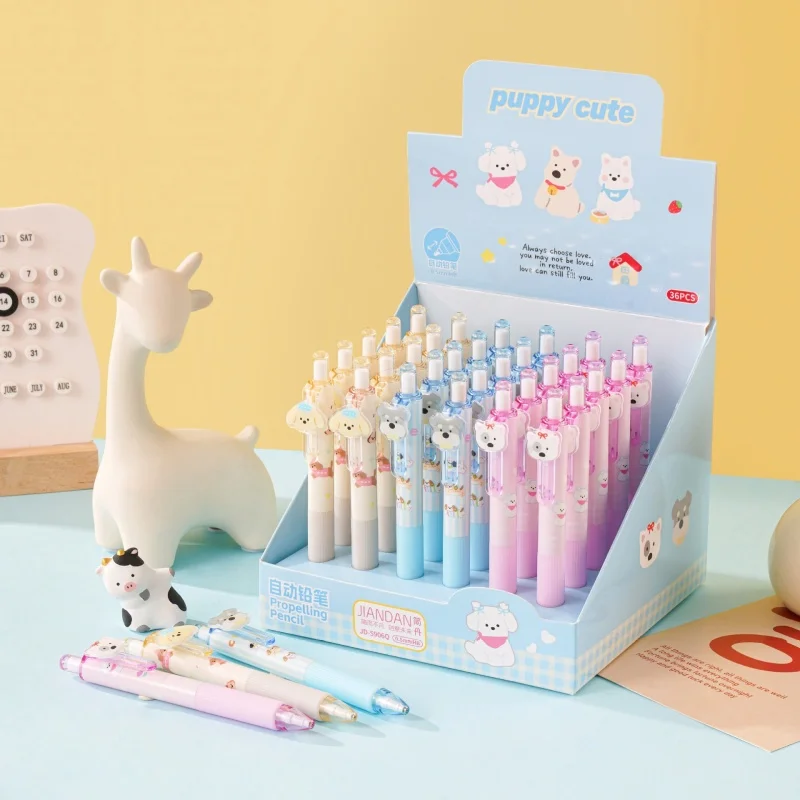 36pcs/lot Kawaii Dog Mechanical Pencil Cute 0.5MM Drawing Writing Automatic Pen School Office Supplies
