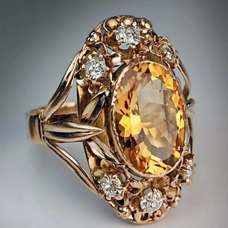 Wunderschöner, mit weißem Champagner-CZ eingelegter Damenring, funkelnde goldfarbene Geometrie, für den täglichen Gebrauch, Party-Schmuck, Jubiläumsgeschenk