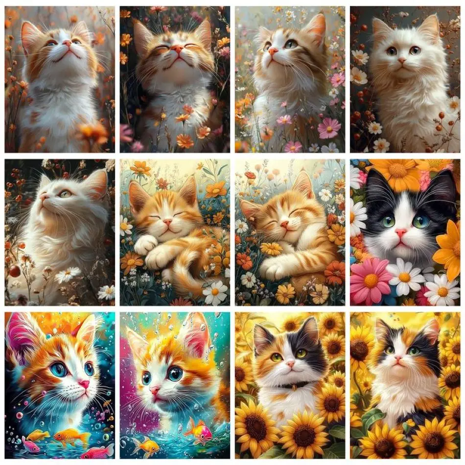 CHENISTORY Cat 5d Diamond Painting Kits For Adults Diy Gift Rhinestone Art Crafts Animal Diamond Art Painting Kits Handmade