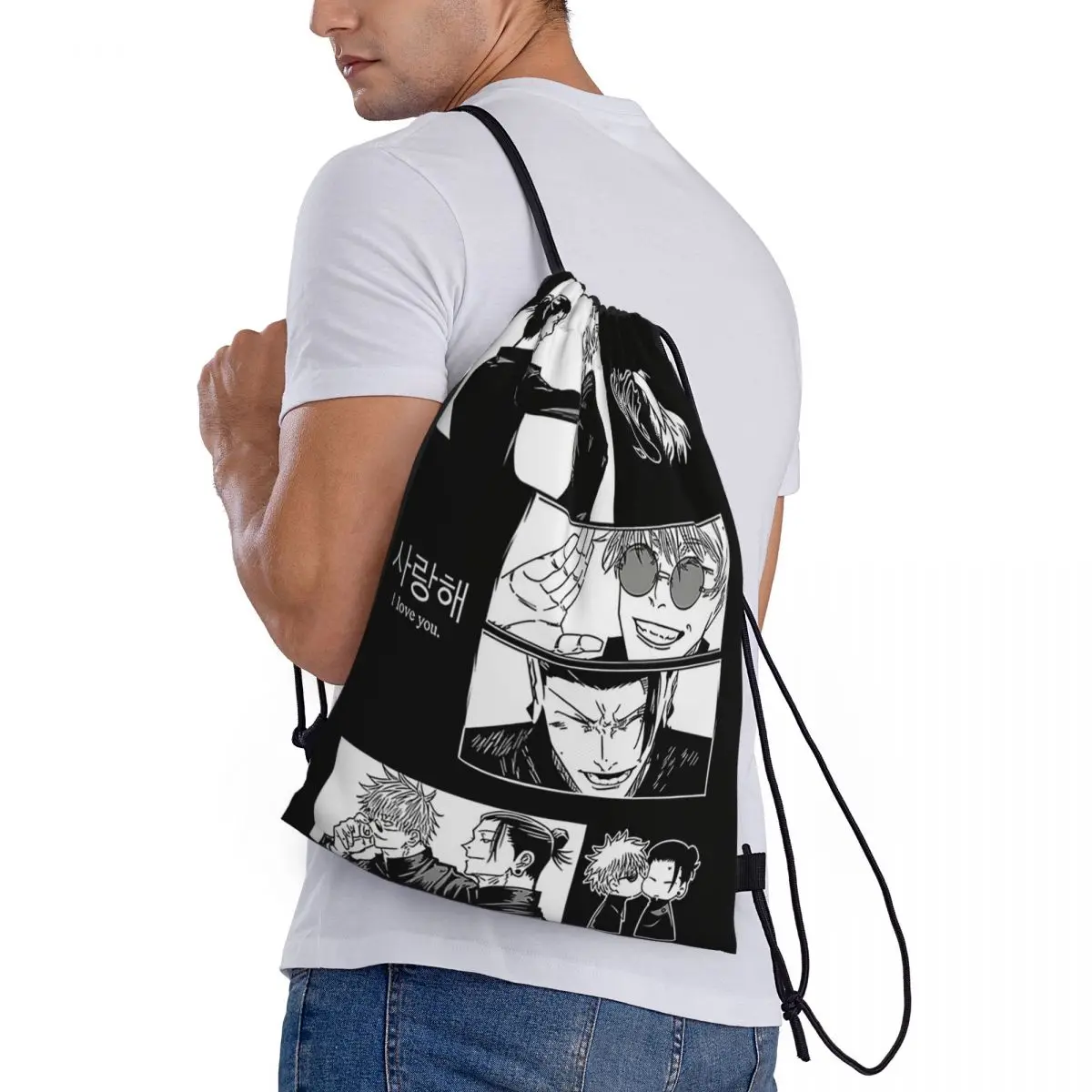 

JJK Anime Gojo Satoru Jujutsu Kaisen Backpacks Multi-function Drawstring Bags Sports Bag Book Bags for Man Woman School