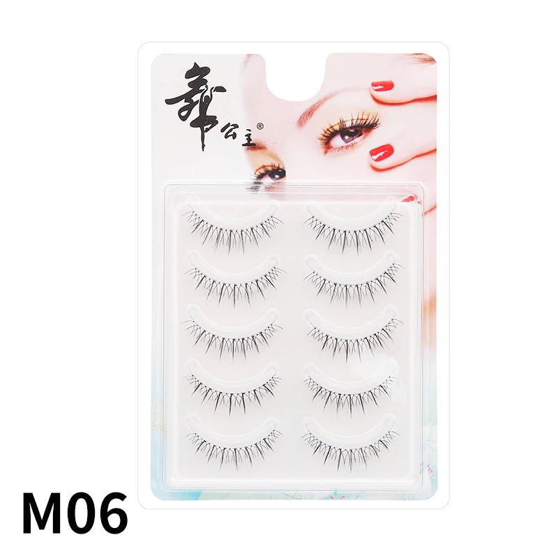 5 Paar Anime-Wimpern mit transparentem Stiel, unsichtbare Manga-Wimpern, natürliche falsche Wimpern für Make-up – Detail 20