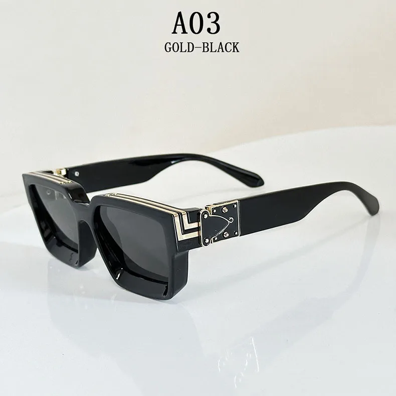 Millionär Quadratische Sonnenbrille Für Männer Retro Sonnenschutz Sonnenbrille Frauen Trendy Und Modische Vintage Mode Gläser Zonnebril – Detail 5