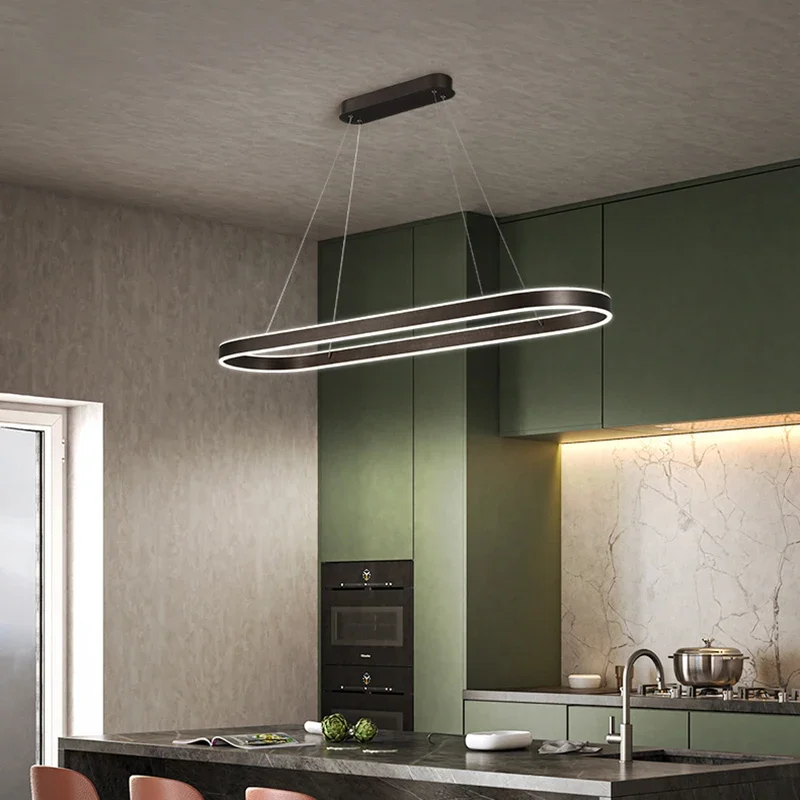 TechHPNordic LED Restaurant Chandelier Ring Aluminum Chandelier Suitable For Kitchen Restaurant Hanging Chandelier Lustre Lighti