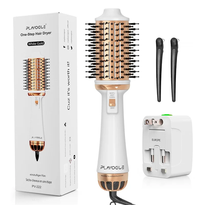 Hair Dryer Brush,Dual Voltage Blow Dryer Brush Volumizer & Negative lonic One-Step Hot Air Brush in One for Travel Salon Brush