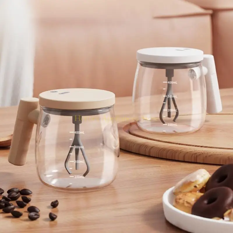 D0AB Стеклянная кружка с автоматическим перемешиванием, крышкой и ручкой, электрический миксер для удобного приготовления чашка