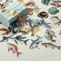 50PCS Marine Organism Stickers Cartoon Animals Decals For Laptop Refrigerator Student Tablet Stationery PET Stickers Gifts