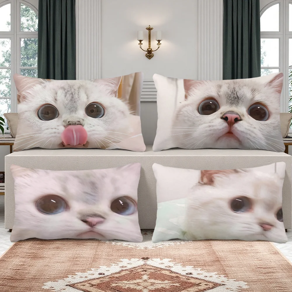 Cute Cat Expressions Funny cushion cover Rectangle Pillow Case Printing Bedside Sofa Room Home Decoration Pillowcase