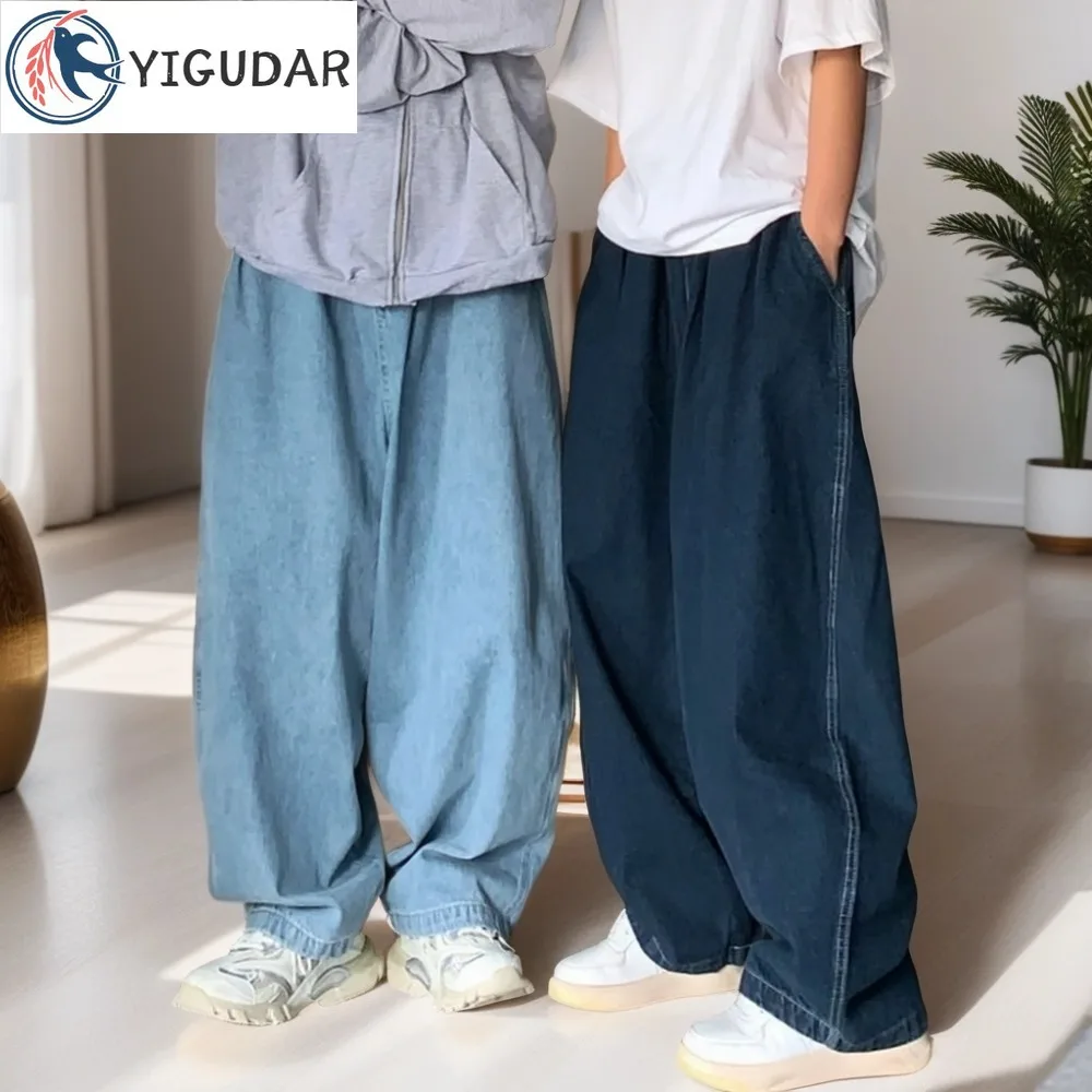 

Straight Jeans Men Blue Loose Denim Trousers Neutral Jean Casual Wide Mans Women Pants Men Streetwear Y2K 2024 New Baggy Pants