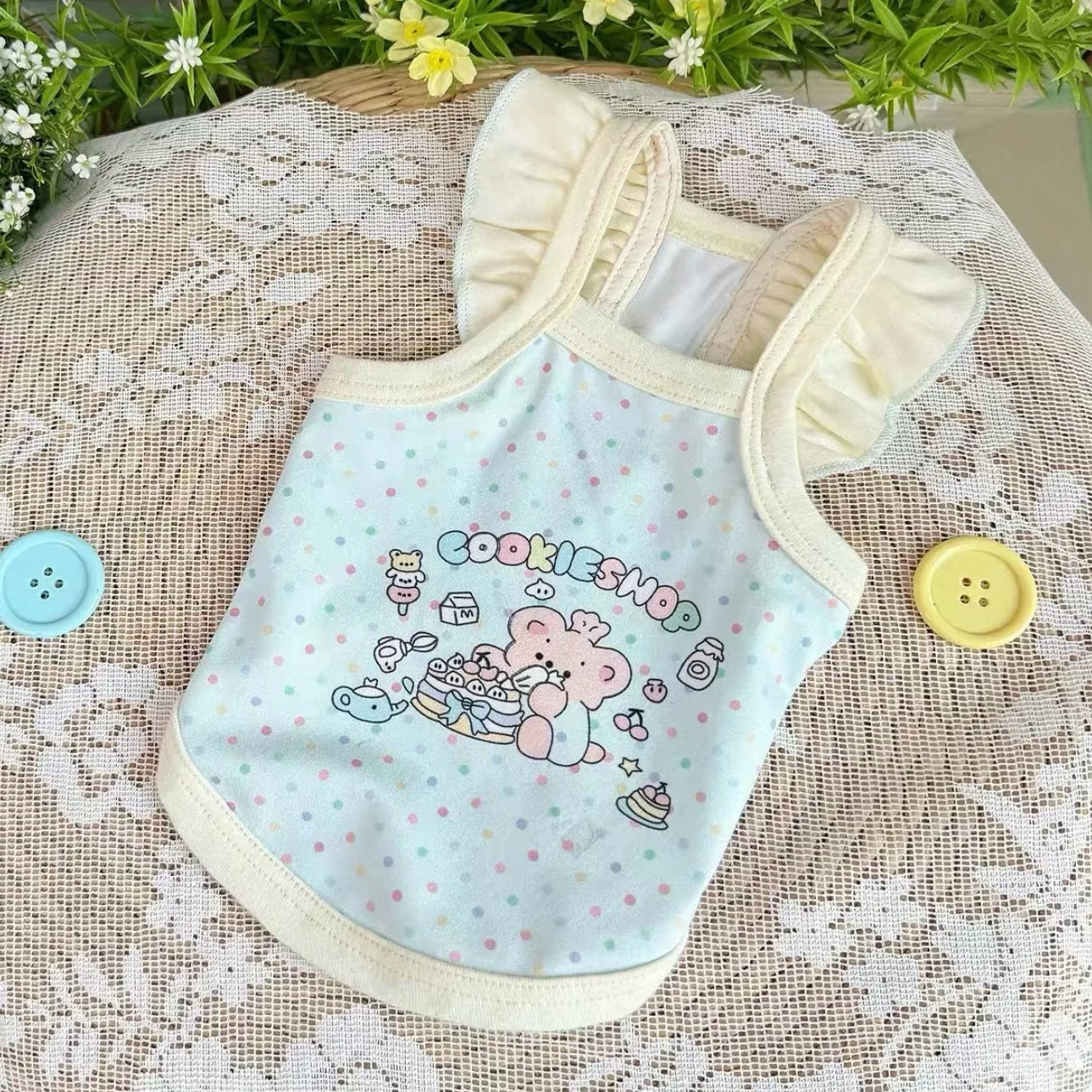 Alphabet Animal Print Vest Summer Thin Design Cute Cartoon Print Small Dog Sling Teddy Breathable Short Skirt