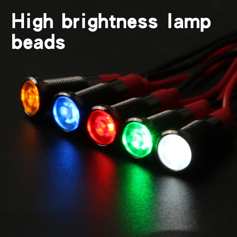 5Pcs 8MM Metal Indicator Light Black Case Metal Case With Wire Warning Pilot Sginal Lamp 6V 12V 220V Red Yellow Blue Green White