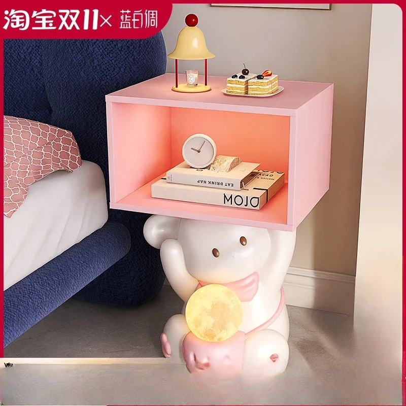 yyhcCreative Tutu Children's Bedside Table Small Modern Simple Storage Installation-free Bedroom Drawer Side Storage Cabinet