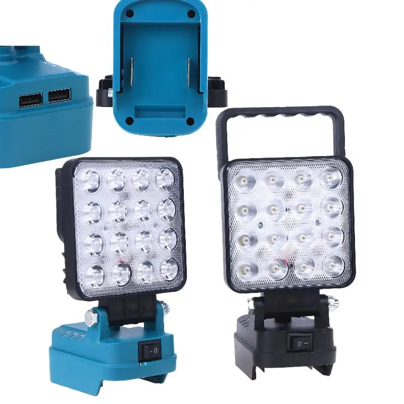 

Лампа для кемпинга 14 Вт, аварийное освещение с двойным USB-литий-ионным аккумулятором, уличный фонарик, 4-дюймовый светодиодный рабочий свет, регулируемый