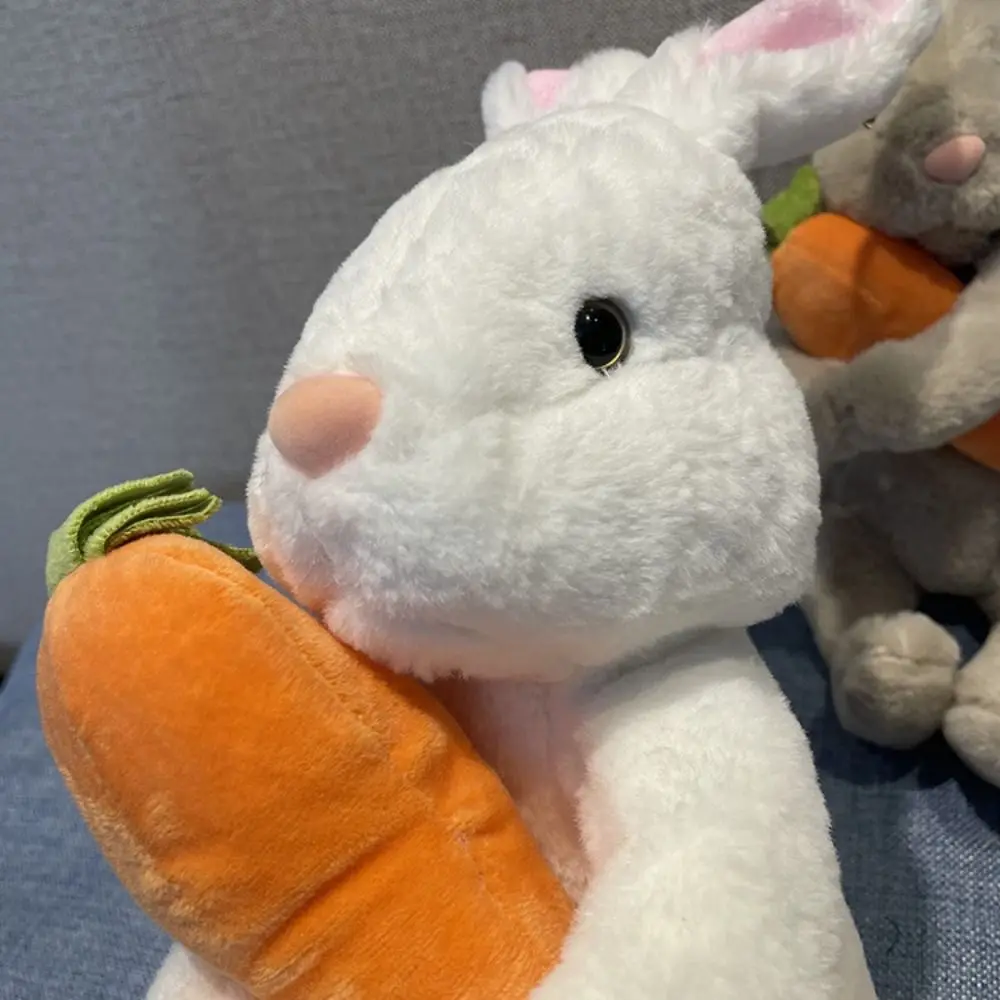 Cute White Grey Sitting Bunny Hugging Carrot Simulated Rabbit Doll Gifts For Kids Birthday Gift Easter Party Decor
