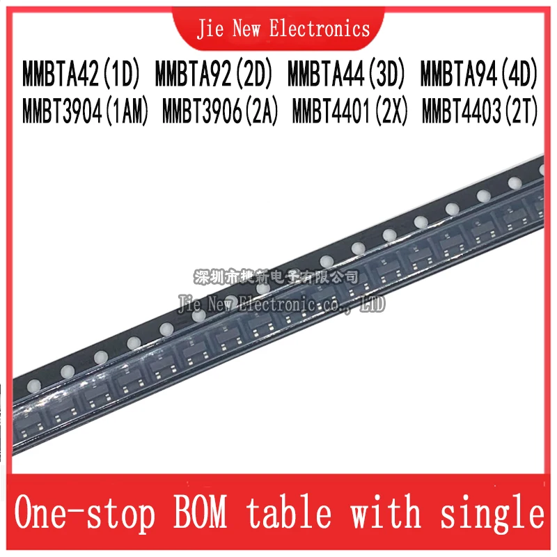 100PCS MMBT3904 1AM MMBT3906 2A MMBT4401 2X MMBT4403 2T MMBTA42 MMBTA92 MMBTA44 MMBTA94 (1D 2D 3D 4D )SOT-23 SMD triode
