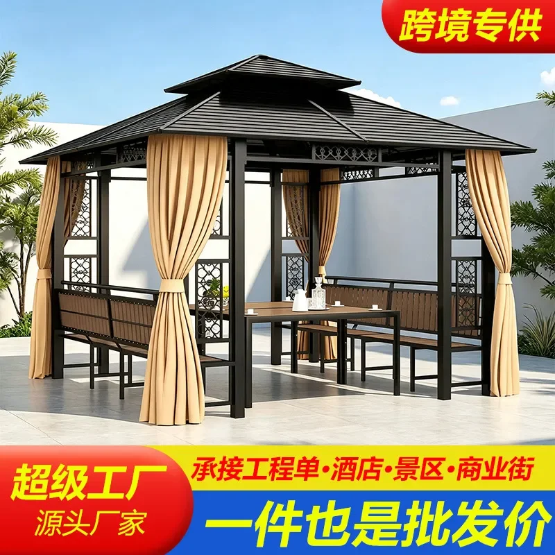For Outdoor Gazebo Courtyard Garden Pavilion Waterproof Shade Tent Assembly Leisure Tea House Canopy Sun Shelter
