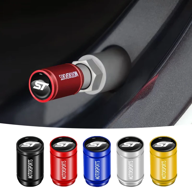 4Pcs 3D Aluminium Legierung Auto Rad Reifen Luft Ventil Staub Kappen Felge Zubehör Für Ford Kuga Mk4 STline fokus Puma Fiesta Mk3 ST linie