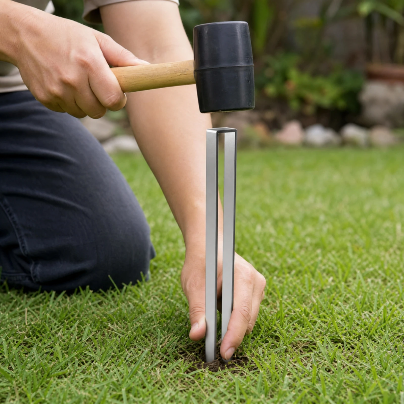 4 Pieces Ground Anchor Rust Proof U-Shaped Ground Anchor Stake Garden Stakes Reusable for Outdoor Structures, Camping