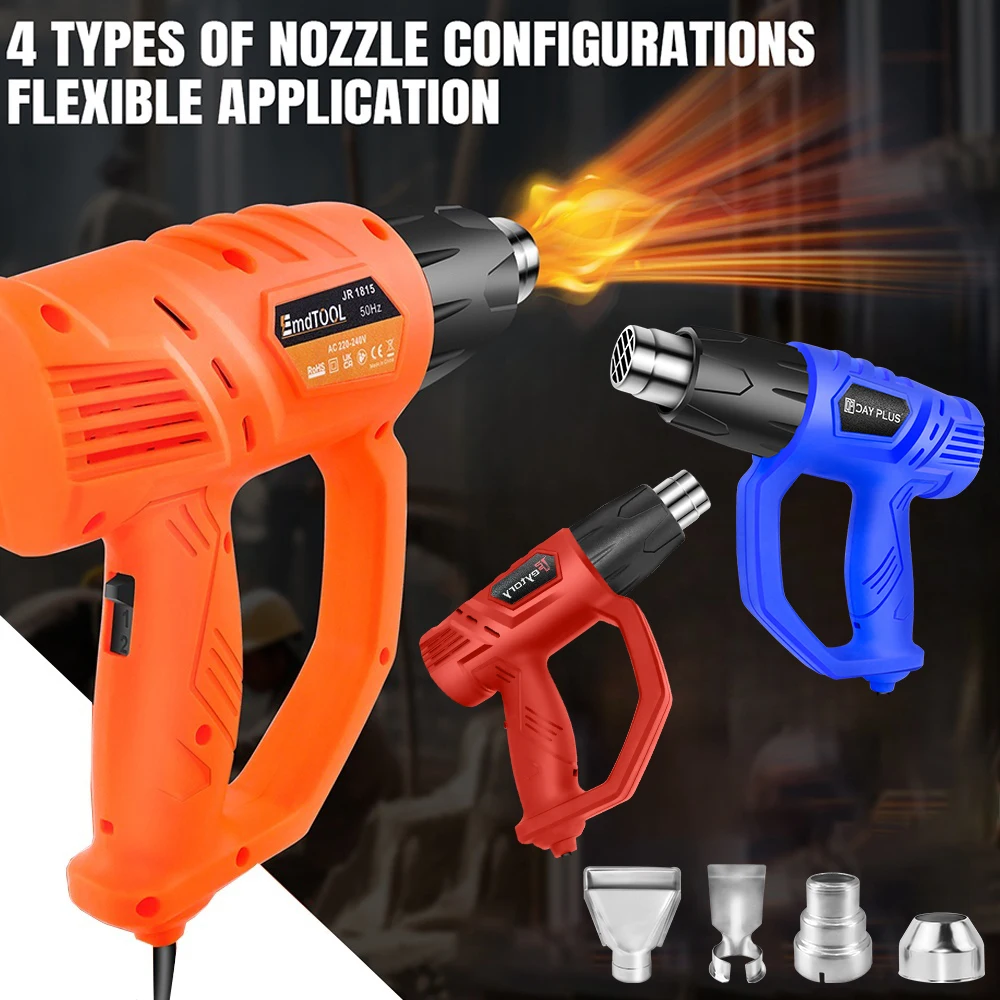 2000W Heat Gun Various Temperature Control 140℉ to 1112℉ Heavy Duty Heat Gun with 4 Nozzles Welding Heat Gun,DIY Project