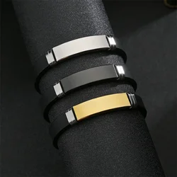 Vintage Stainless Steel Bracelet Silicone Simple Sports Black Gold Color Bracelet Suitable for Couples Young Men and Women