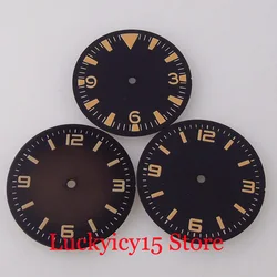 Accessory Replace 31mm Sterile Black Brown Watch Dial With Printing orange nails Hand Luminous Fit NH35A NH36 SKX ETA2824 PT5000