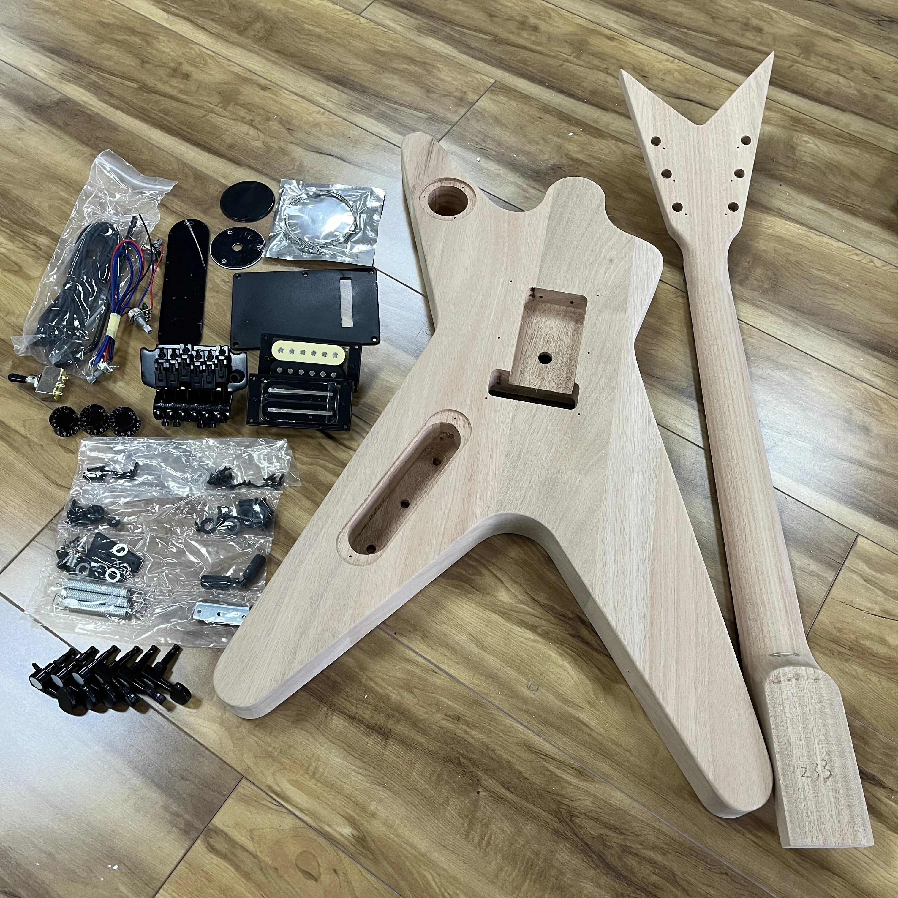 Electric Guitar DIY Kit Unfinished Body Rosewood Fretboard Complete Assembly Parts Christmas Gift - Free Shipping