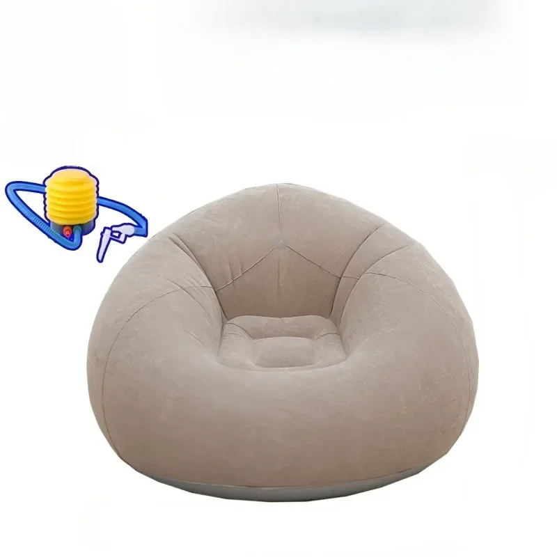 includes a manual air pump and an oversized inflatable lazy sofa, gray pvc material, portable suitable for four seasons